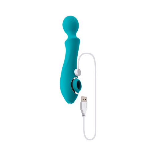 Evolved Wanderful Sucker Rechargeable Wand With Suction Silicone Teal - Image 8