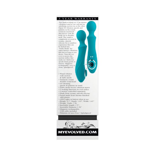 Evolved Wanderful Sucker Rechargeable Wand With Suction Silicone Teal - Image 9
