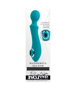 Evolved Wanderful Sucker Rechargeable Wand With Suction Silicone Teal