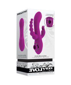Evolved Fourgasm Rechargeable Triple Stim Vibe With Suction Silicone Purple