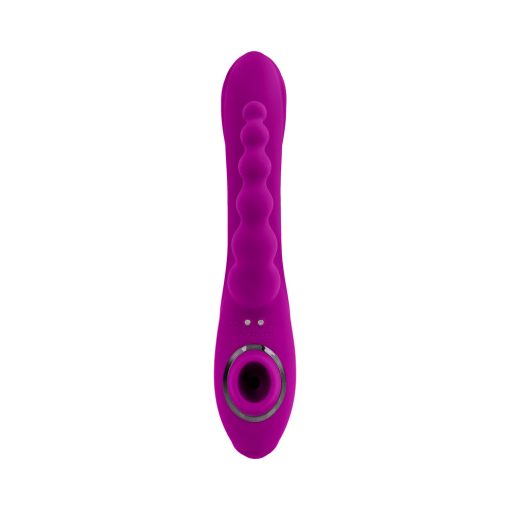 Evolved Fourgasm Rechargeable Triple Stim Vibe With Suction Silicone Purple - Image 2