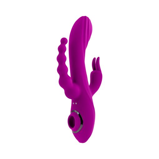 Evolved Fourgasm Rechargeable Triple Stim Vibe With Suction Silicone Purple - Image 3