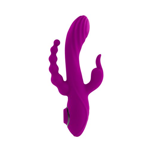 Evolved Fourgasm Rechargeable Triple Stim Vibe With Suction Silicone Purple - Image 4