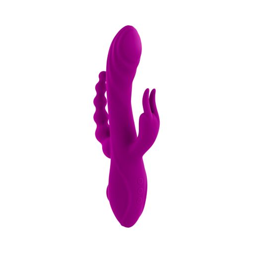 Evolved Fourgasm Rechargeable Triple Stim Vibe With Suction Silicone Purple - Image 5