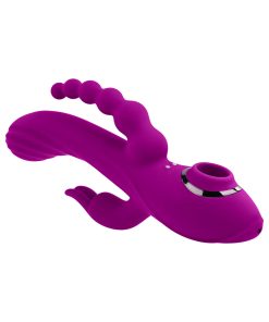 Evolved Fourgasm Rechargeable Triple Stim Vibe With Suction Silicone Purple