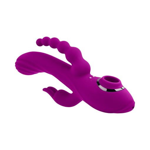 Evolved Fourgasm Rechargeable Triple Stim Vibe With Suction Silicone Purple - Image 7