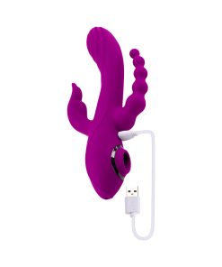 Evolved Fourgasm Rechargeable Triple Stim Vibe With Suction Silicone Purple