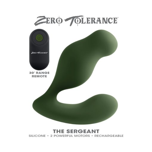 Zero Tolerance The Sergeant Rechargeable Vibrating Prostate Anal Vibe Silicone Green - Image 12