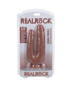 Realrock Double Trouble 5 In. / 6 In. Dildo Tan