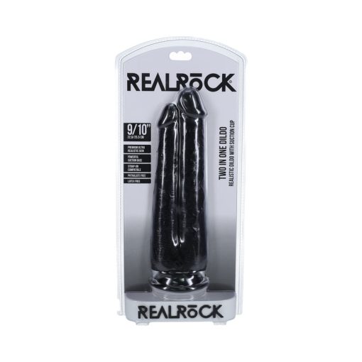 Realrock Two In One 9 In. / 10 In. Dildo Black