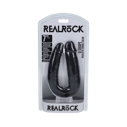 Realrock 7 In. U-Shaped Double Dildo Black