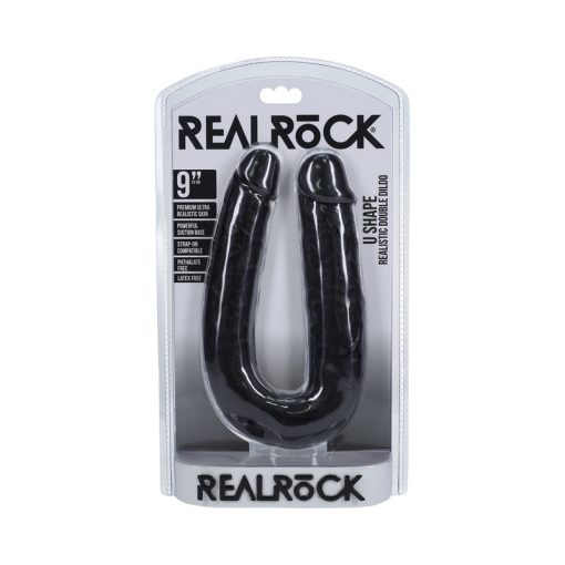 Realrock 9 In. U-Shaped Double Dildo Black