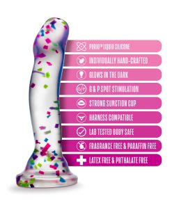 Neo Elite Hanky Panky 7.5 In. Glow-In-The-Dark Silicone Confetti Dildo