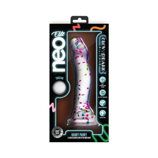 Neo Elite Hanky Panky 7.5 In. Glow-In-The-Dark Silicone Confetti Dildo - Image 11