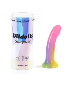 Love To Love Dildolls Stargazer – Rainbow Glitter Curved Silicone Dildo