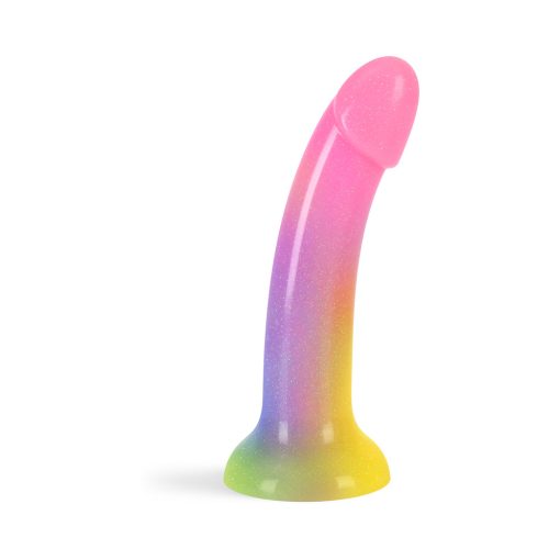 Love To Love Dildolls Stargazer – Rainbow Glitter Curved Silicone Dildo - Image 2