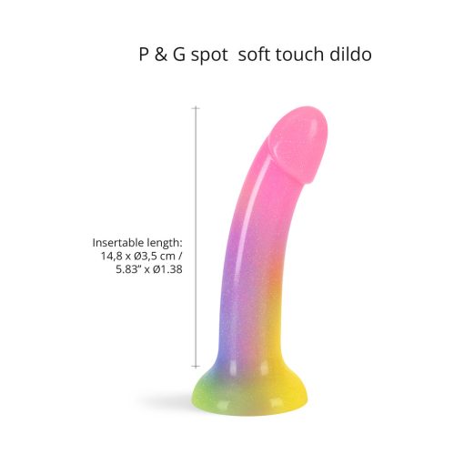 Love To Love Dildolls Stargazer – Rainbow Glitter Curved Silicone Dildo - Image 3