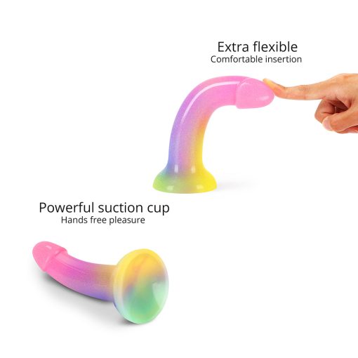 Love To Love Dildolls Stargazer – Rainbow Glitter Curved Silicone Dildo - Image 4