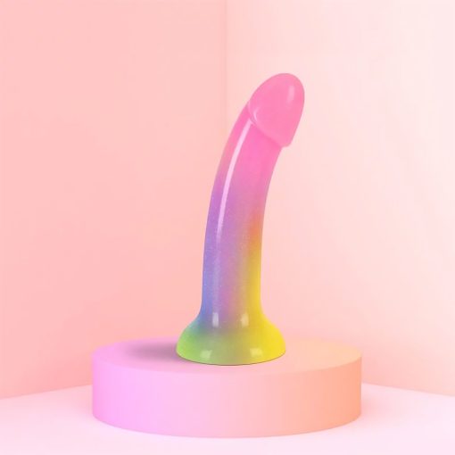 Love To Love Dildolls Stargazer – Rainbow Glitter Curved Silicone Dildo - Image 5