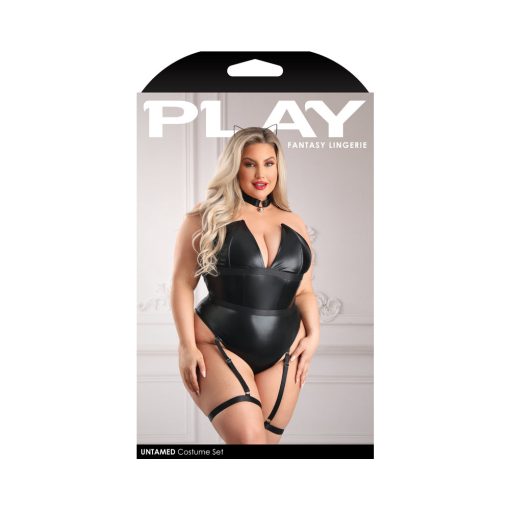 Fantasy Lingerie Play Untamed Structured Wetlook Teddy With Snap Closure