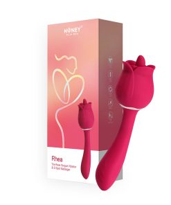 Honey Play Box Rhea The Rose Clit Tongue Licking Vibrator And G-Spot Massager Red