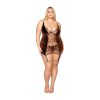 Dreamgirl Stretch Velvet And Embroidered Band Garter Slip And G-String Set Espresso 3Xl
