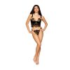 Dreamgirl Velvet And Gold Lurex Lace Bustier And G-String Set Black Xl