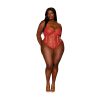 Dreamgirl Gold-Foiled Stretch Mesh Teddy With Rhinestone Detailing And Heat-Sealed Edges Ruby 3Xl
