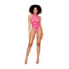 Dreamgirl Flocked Heart Stretch Mesh And Stretch Vinyl Halter Teddy Peony M