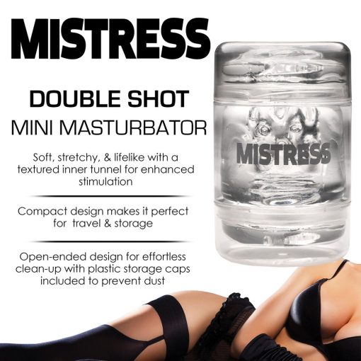 Mistress Double Shot Pussy And Ass Mini Masturbator Clear - Image 7