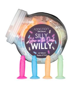 Addiction Silly Willy Glow-In-The-Dark 3.3 In. Silicone Dildo 12-Piece Fishbowl Display