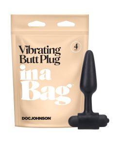 In A Bag Vibrating Butt Plug 4 In. Black