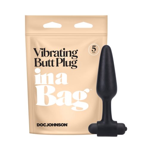 In A Bag Vibrating Butt Plug 5 In. Black