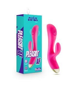 Aria Pleasin’ AF Rabbit Vibrator – Silicone, Dual Pulsing, Fuchsia