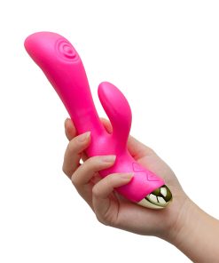 Aria Pleasin’ AF Rabbit Vibrator – Silicone, Dual Pulsing, Fuchsia