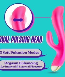 Aria Pleasin’ AF Rabbit Vibrator – Silicone, Dual Pulsing, Fuchsia