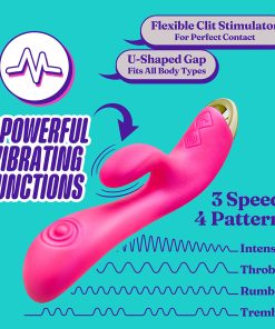 Aria Pleasin’ AF Rabbit Vibrator – Silicone, Dual Pulsing, Fuchsia