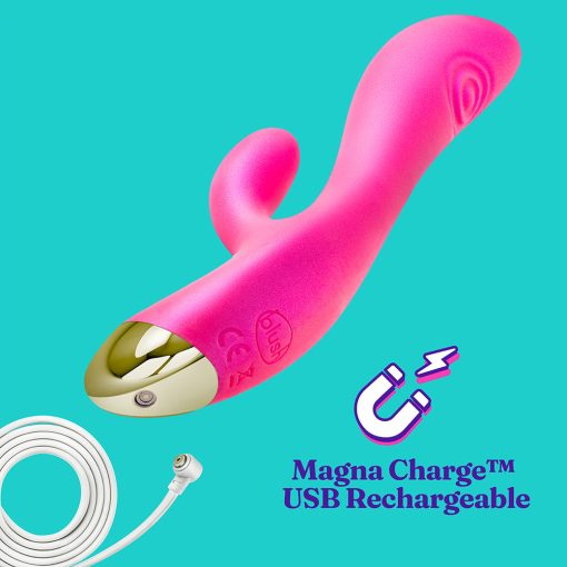 Aria Pleasin’ AF Rabbit Vibrator – Silicone, Dual Pulsing, Fuchsia - Image 8