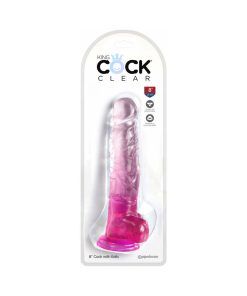 King Cock Clear With Balls 8In Pink