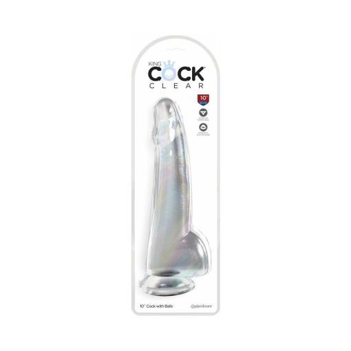 King Cock Clear With Balls 10In Clear