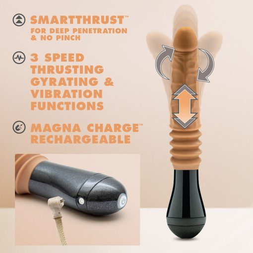 Dr. Skin Silicone Dr. Arthur Thrusting Gyrating Vibrating Dildo Tan - Image 9