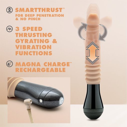 Dr. Skin Silicone Dr. Knight Thrusting Gyrating Vibrating Dildo Beige - Image 9