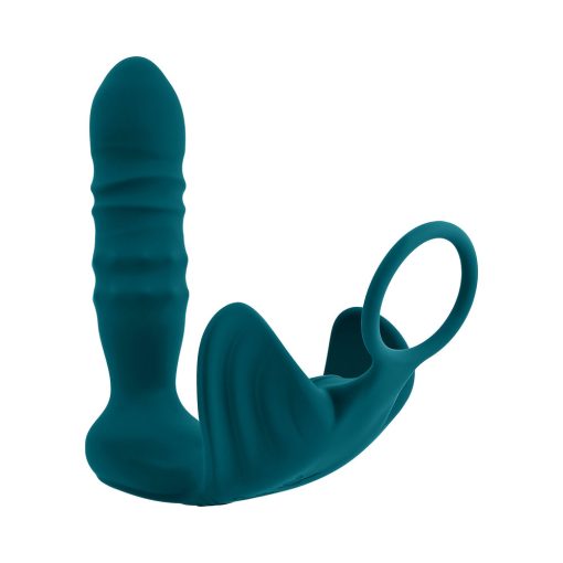 Playboy Bring It On Rechargeable Silicone Thrusting Anal Plug With Vibrating Ball Cradle Deep Teal - Image 3