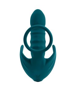 Playboy Bring It On Rechargeable Silicone Thrusting Anal Plug With Vibrating Ball Cradle Deep Teal