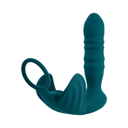 Playboy Bring It On Rechargeable Silicone Thrusting Anal Plug With Vibrating Ball Cradle Deep Teal - Image 7
