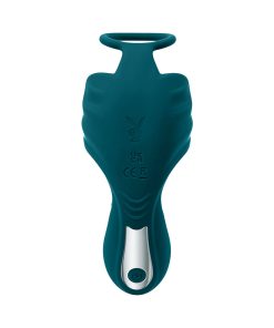 Playboy Bring It On Rechargeable Silicone Thrusting Anal Plug With Vibrating Ball Cradle Deep Teal