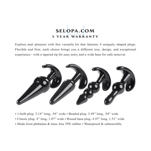 Selopa Intro To Plugs 4-Piece Anal Plug Set Black - Image 8