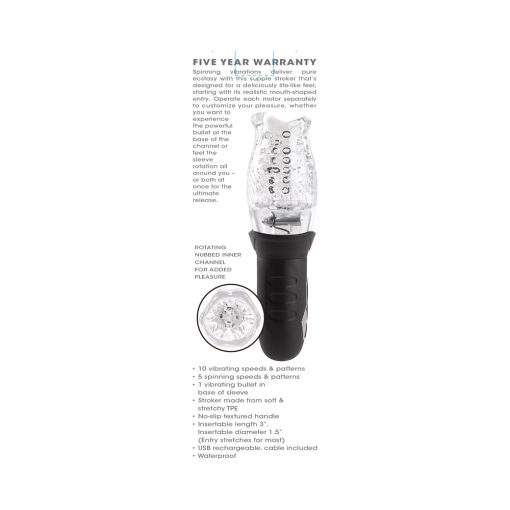 Zero Tolerance Cyclone Rechargeable Vibrating Spinning Stroker Black Clear - Image 9