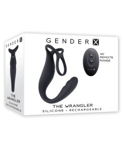 Gender X The Wrangler Rechargeable Silicone Vibrating C-Ring With Remote Black