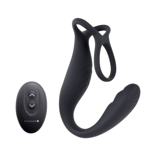 Gender X The Wrangler Rechargeable Silicone Vibrating C-Ring With Remote Black - Image 3